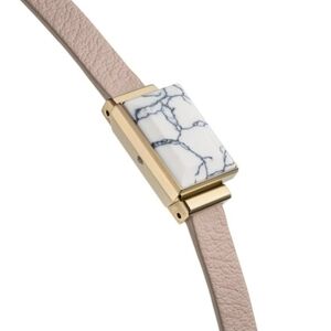 Gold Marble Accent Leather Bracelet in Blush Pink